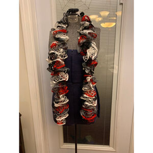 Women's Unbranded One Size Red Black Gray White Crochet Scarf